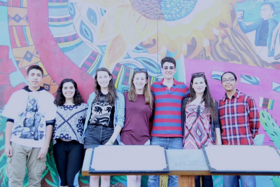 Canal Alliance youth leader Jesus (far left), with Michaela (second from left) and other MSFJTF teens, spearheaded this amazing mural outside the organization. Jesus has visited MSFJTF twice to talk about Canal Alliance over the years.